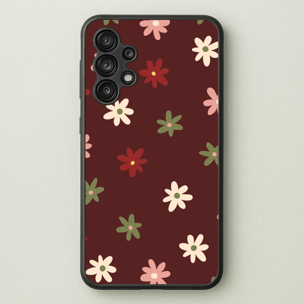Dark Whimsical Flower Pattern - Floral Phone Case for Galaxy A13