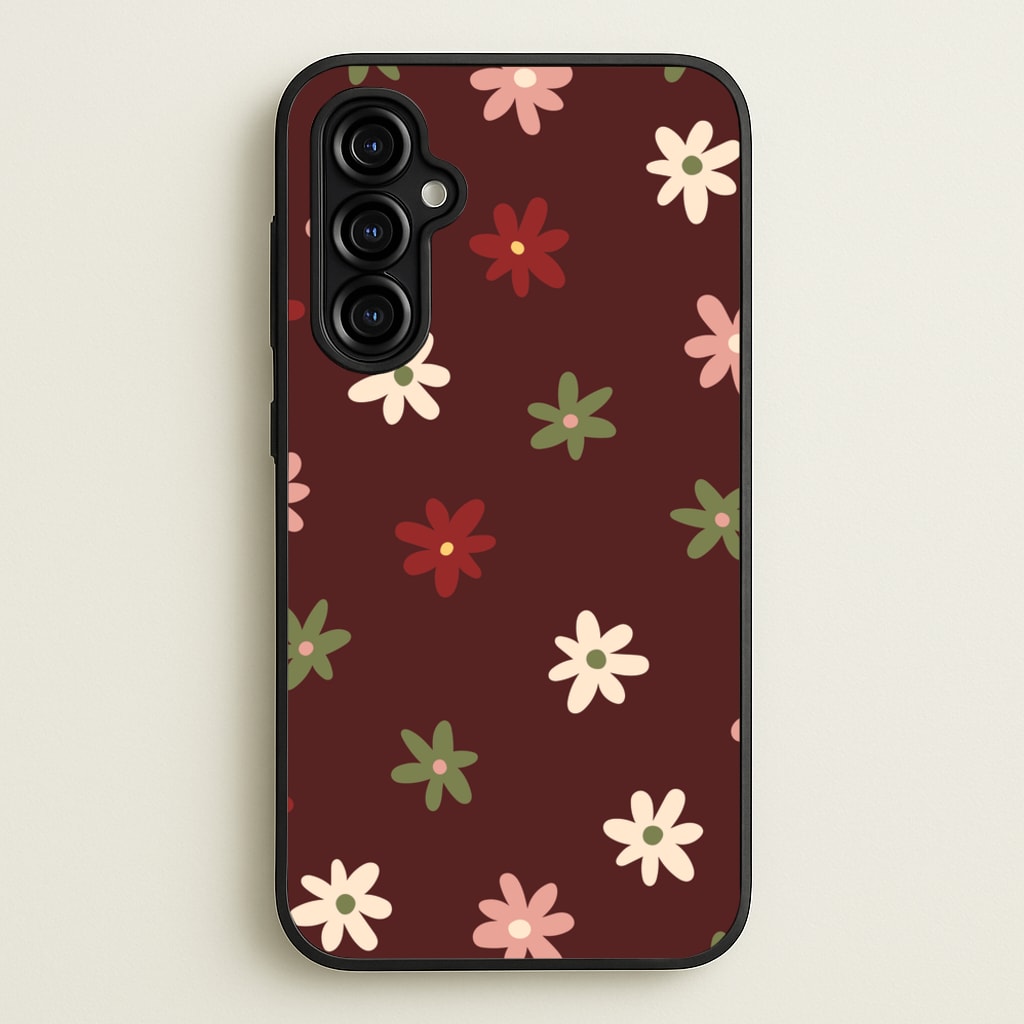 Dark Whimsical Flower Pattern - Floral Phone Case for Galaxy A54