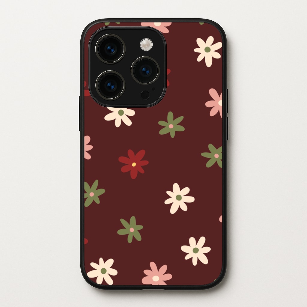 Dark Whimsical Flower Pattern - Floral Phone Case for iPhone 15 Pro