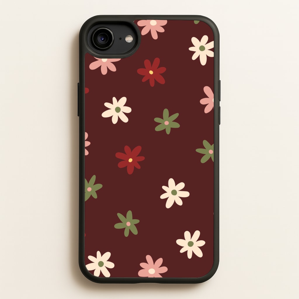 Dark Whimsical Flower Pattern - Floral Phone Case for iPhone 6 / 7 / 8 / SE