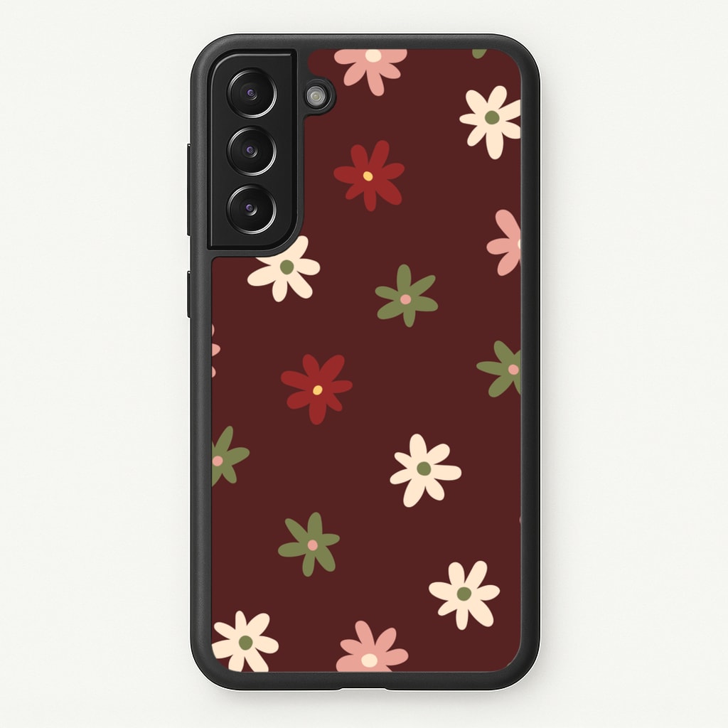 Dark Whimsical Flower Pattern - Floral Phone Case for Galaxy S21