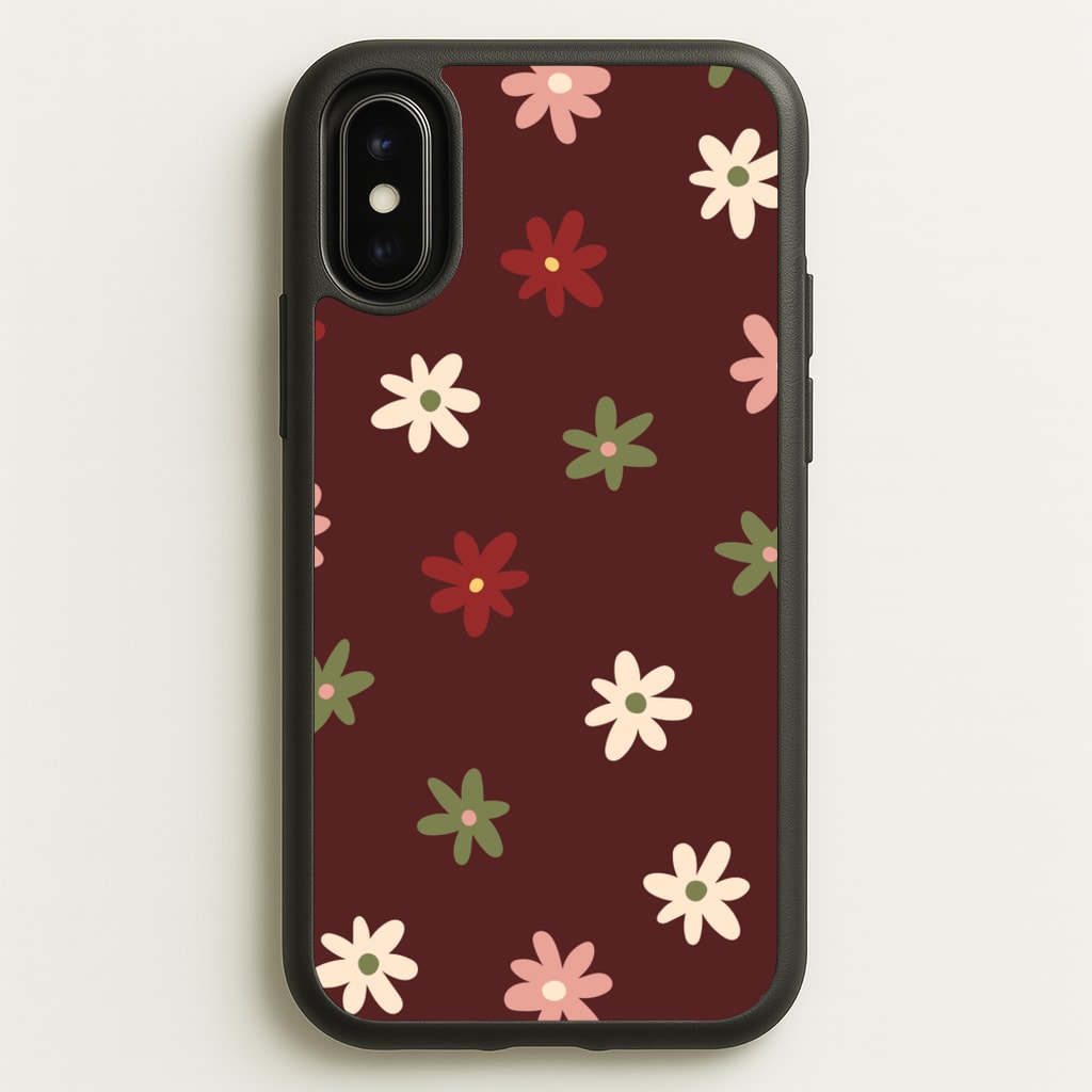 Dark Whimsical Flower Pattern - Floral Phone Case for iPhone X / XS