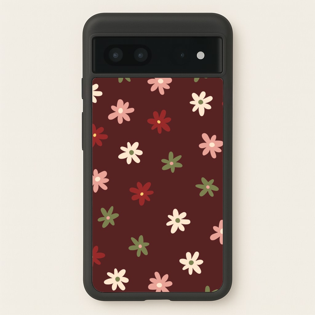 Dark Whimsical Flower Pattern - Floral Phone Case for Google Pixel 7