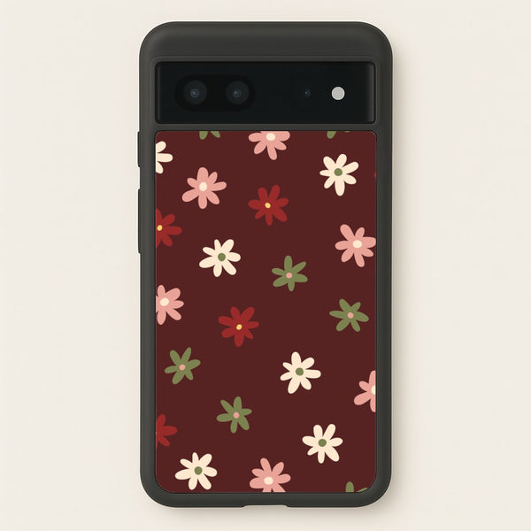 Dark Whimsical Flower Pattern - Floral Phone Case for Google Pixel 7