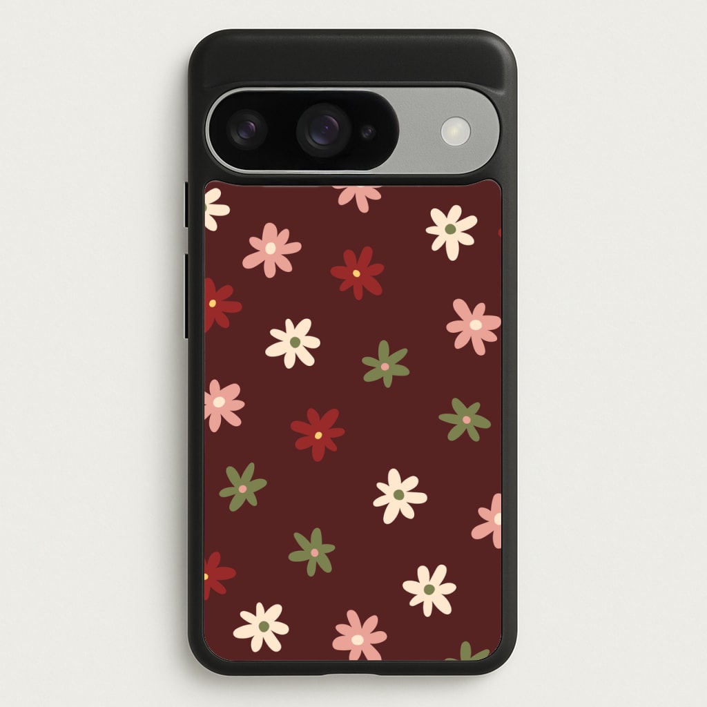 Dark Whimsical Flower Pattern Phone Case for Google Pixel 10 / 10 Pro