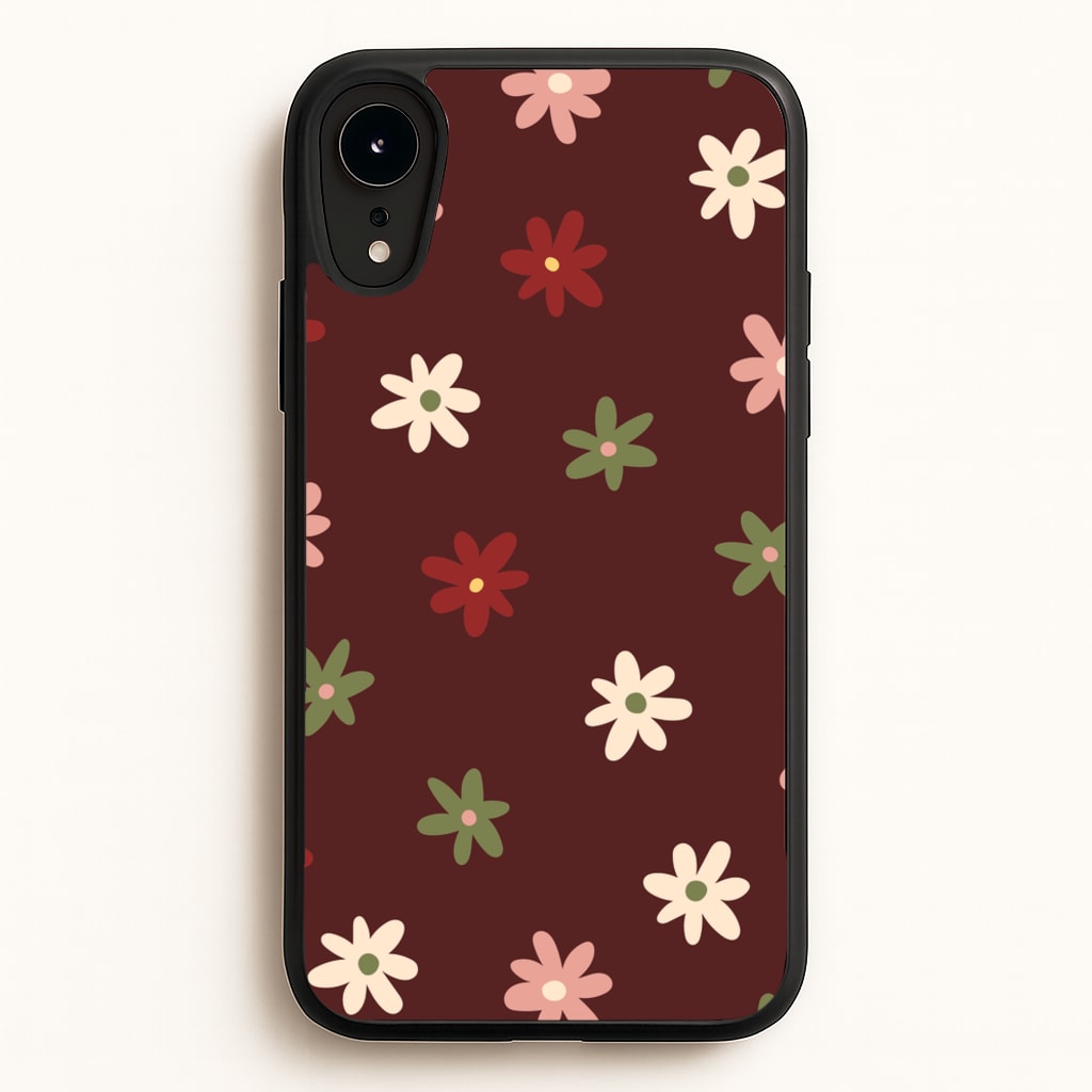 Dark Whimsical Flower Pattern - Floral Phone Case for iPhone XR