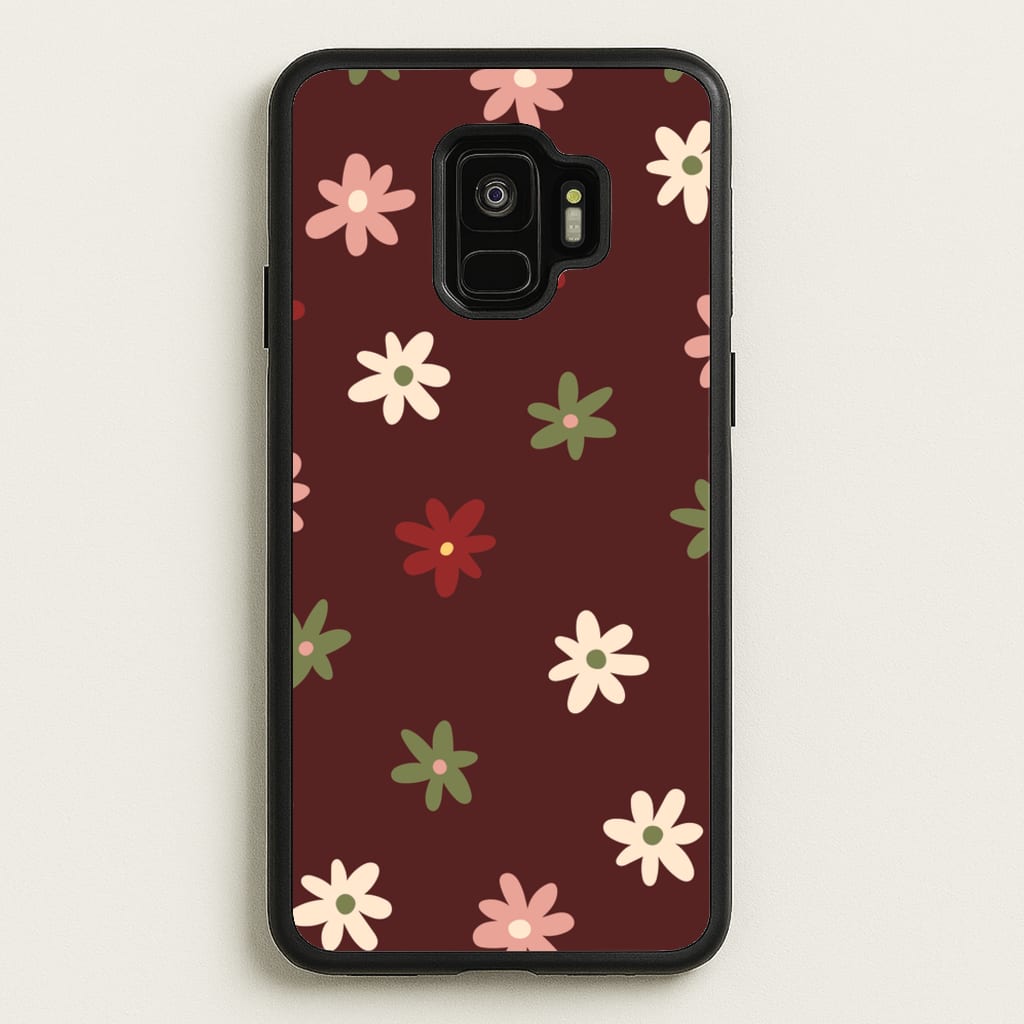 Dark Whimsical Flower Pattern - Floral Phone Case for Galaxy S9