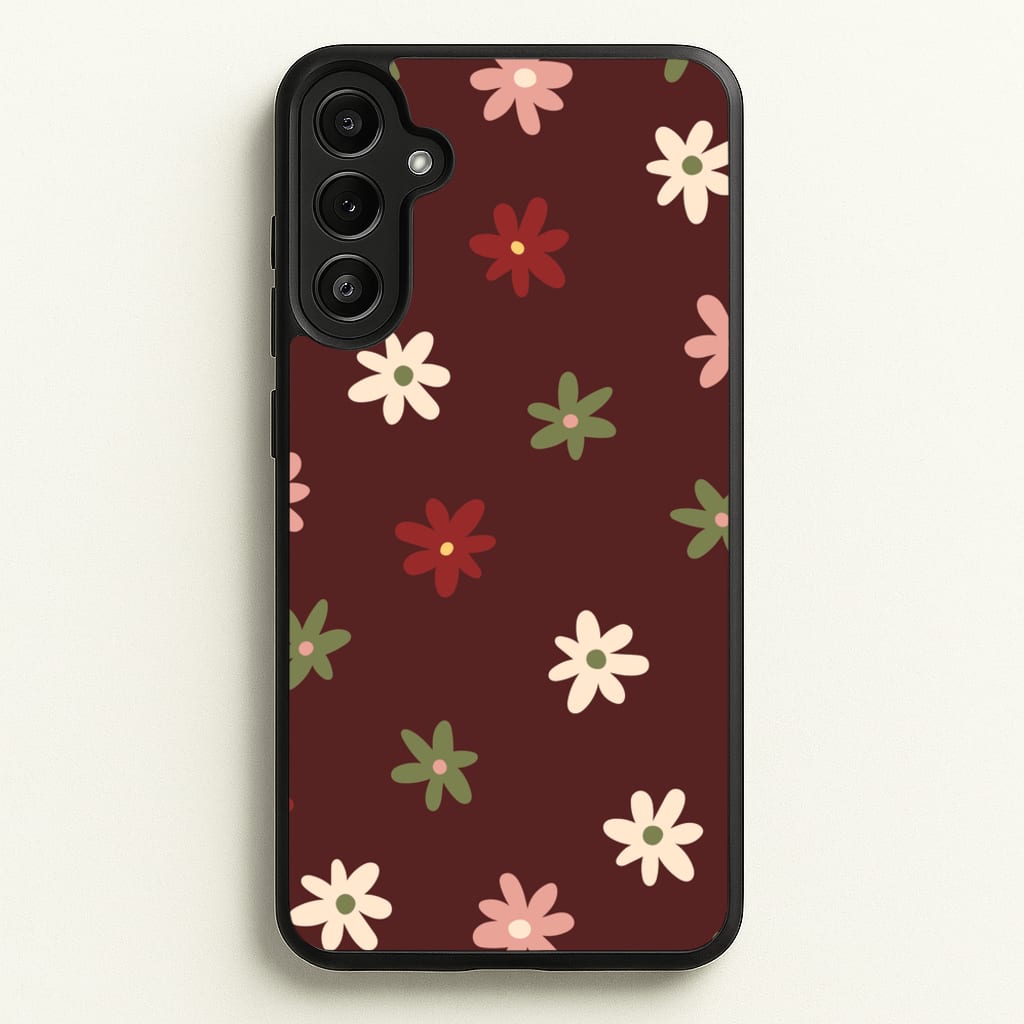 Dark Whimsical Flower Pattern - Floral Phone Case for Galaxy A36