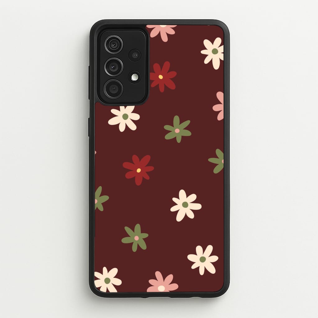Dark Whimsical Flower Pattern - Floral Phone Case for Galaxy A52 / A52s