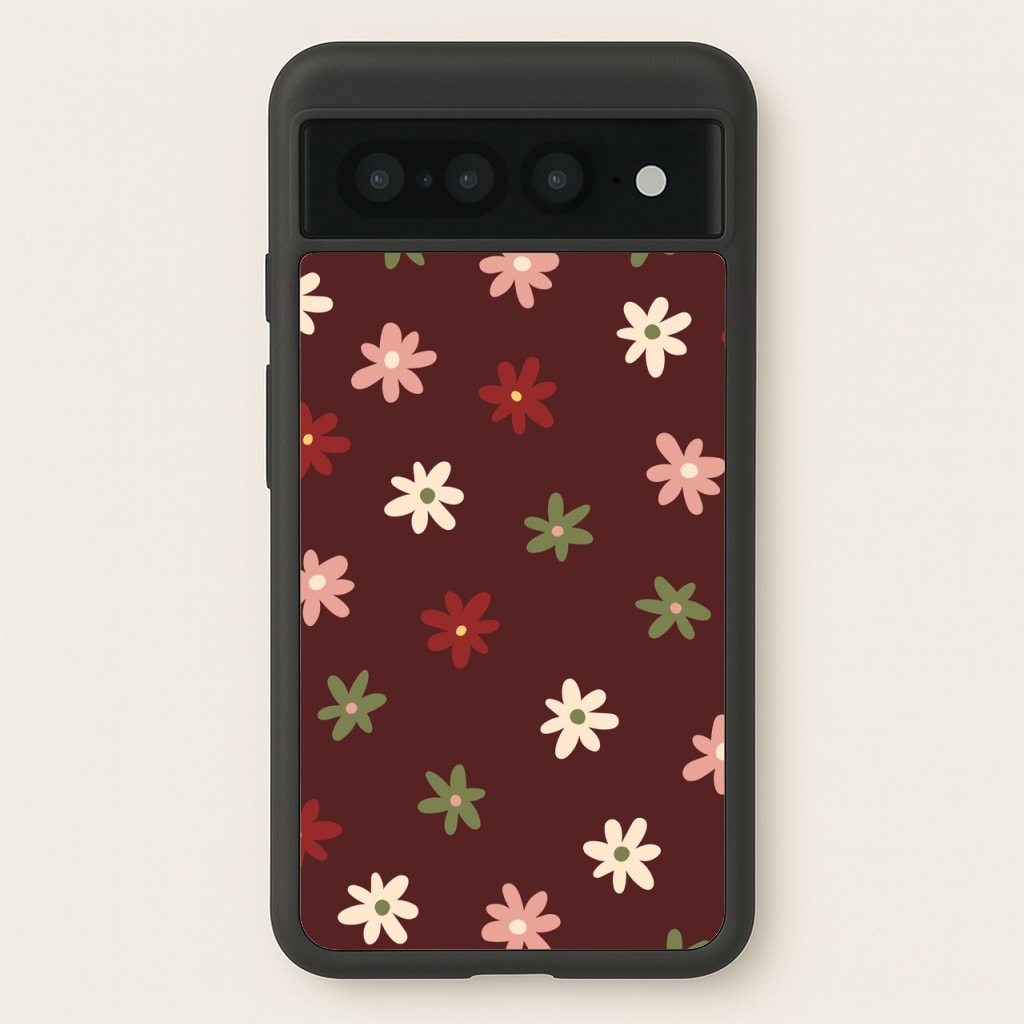 Dark Whimsical Flower Pattern - Floral Phone Case for Google Pixel 7 Pro