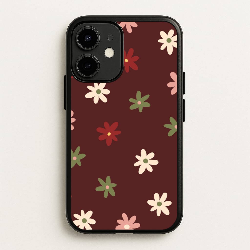 Dark Whimsical Flower Pattern - Floral Phone Case for iPhone 12 / 12 Pro