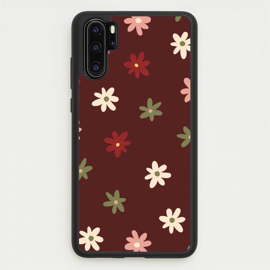 Dark Whimsical Flower Pattern - Floral Phone Case for Huawei P30 Pro