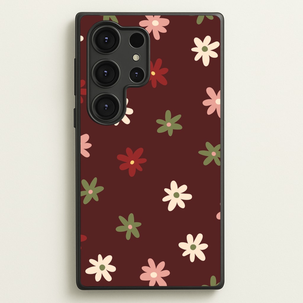 Dark Whimsical Flower Pattern - Floral Phone Case for Galaxy S25 Ultra