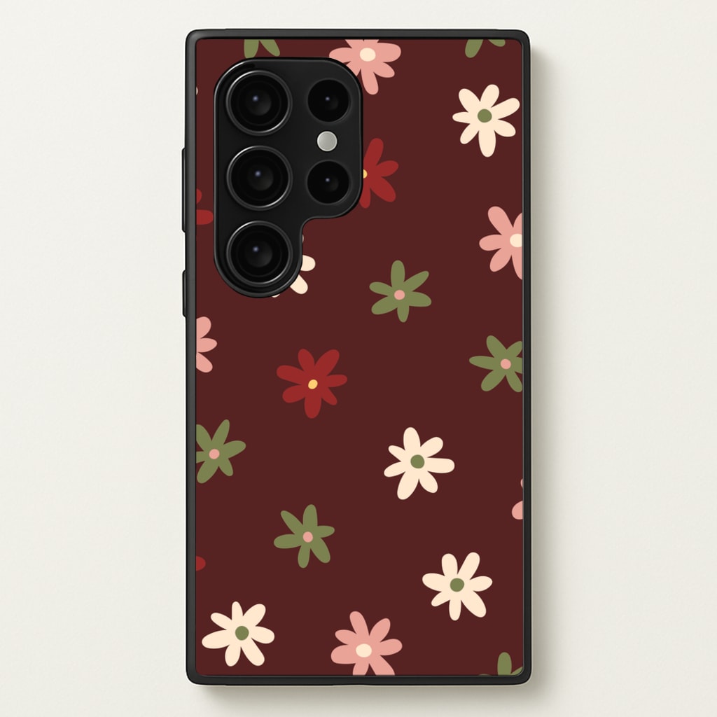 Dark Whimsical Flower Pattern - Floral Phone Case for Galaxy S24 Ultra