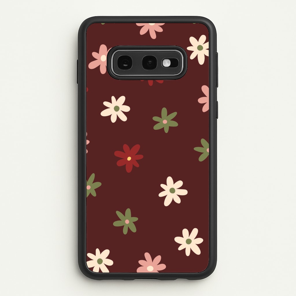 Dark Whimsical Flower Pattern - Floral Phone Case for Galaxy S10e