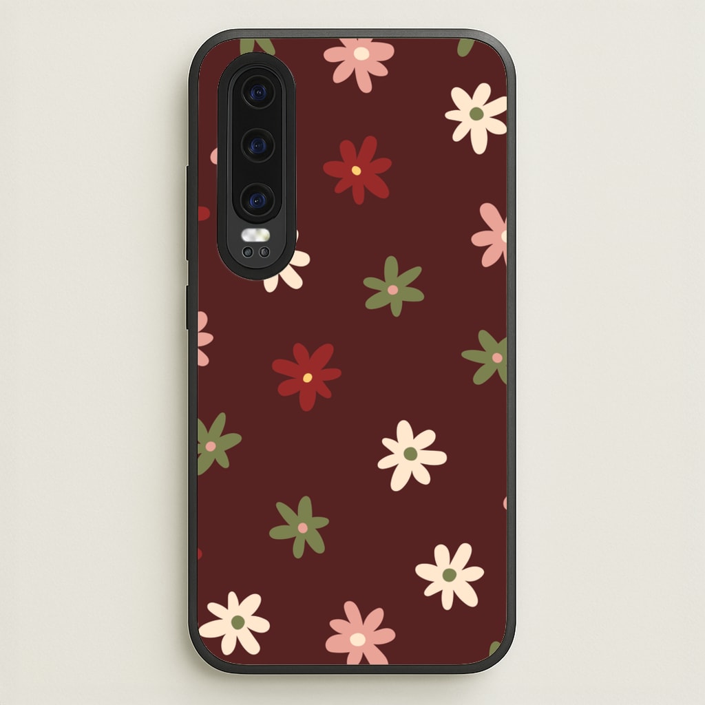 Dark Whimsical Flower Pattern - Floral Phone Case for Huawei P30