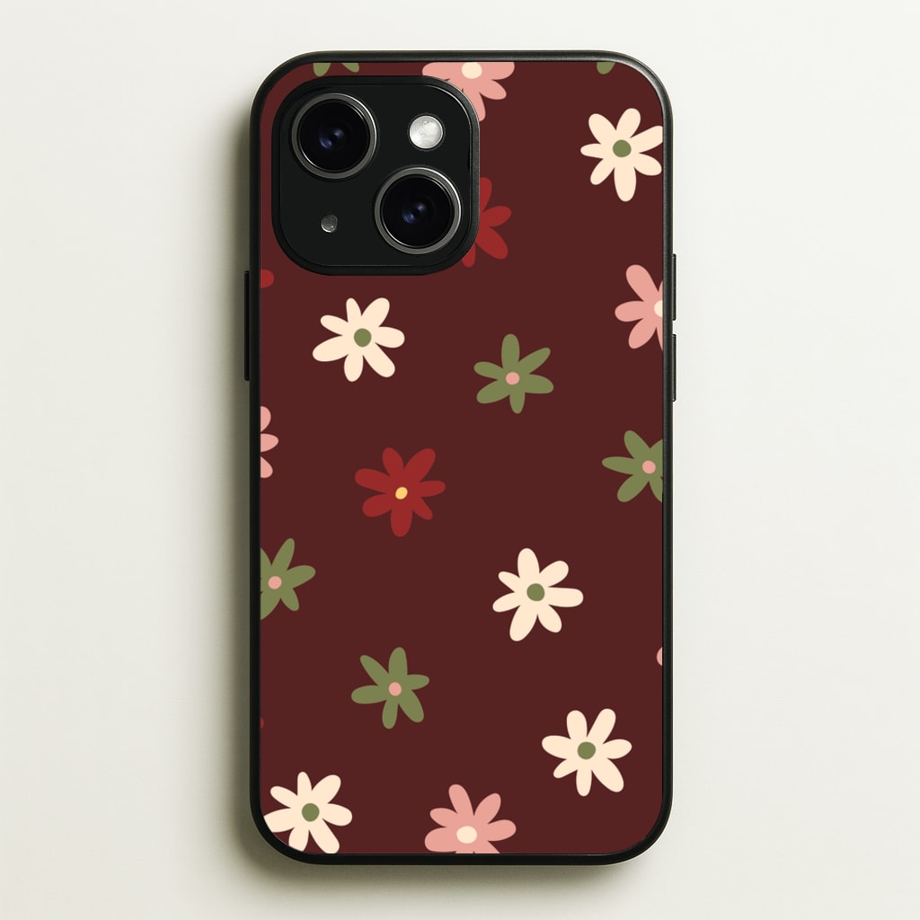 Dark Whimsical Flower Pattern - Floral Phone Case for iPhone 15