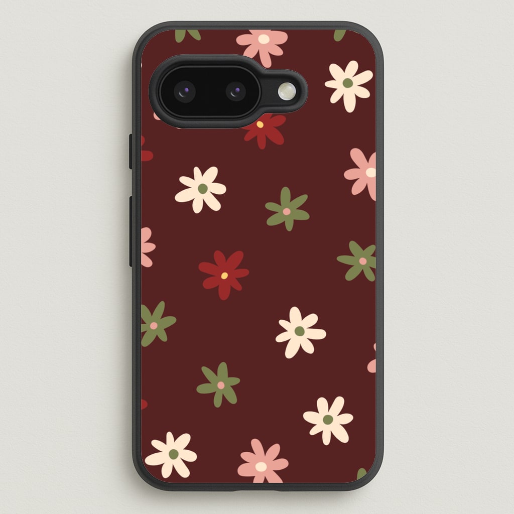 Dark Whimsical Flower Pattern - Floral Phone Case for Google Pixel 9a