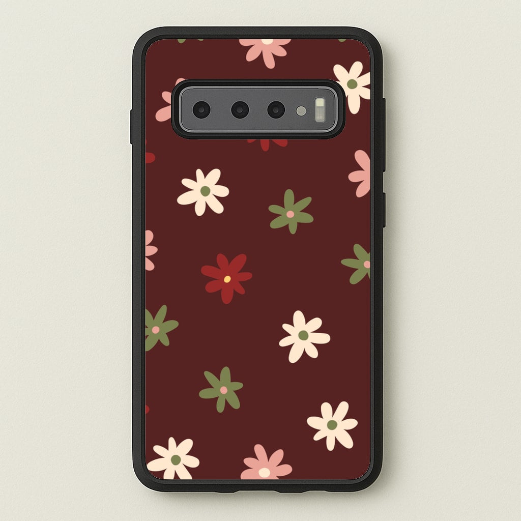 Dark Whimsical Flower Pattern - Floral Phone Case for Galaxy S10