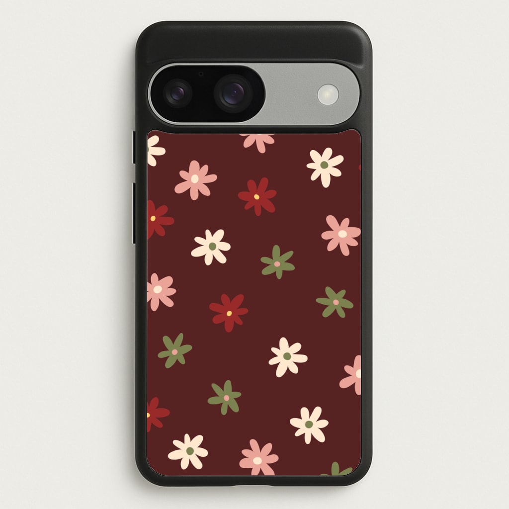Dark Whimsical Flower Pattern - Floral Phone Case for Google Pixel 9 / 9 Pro