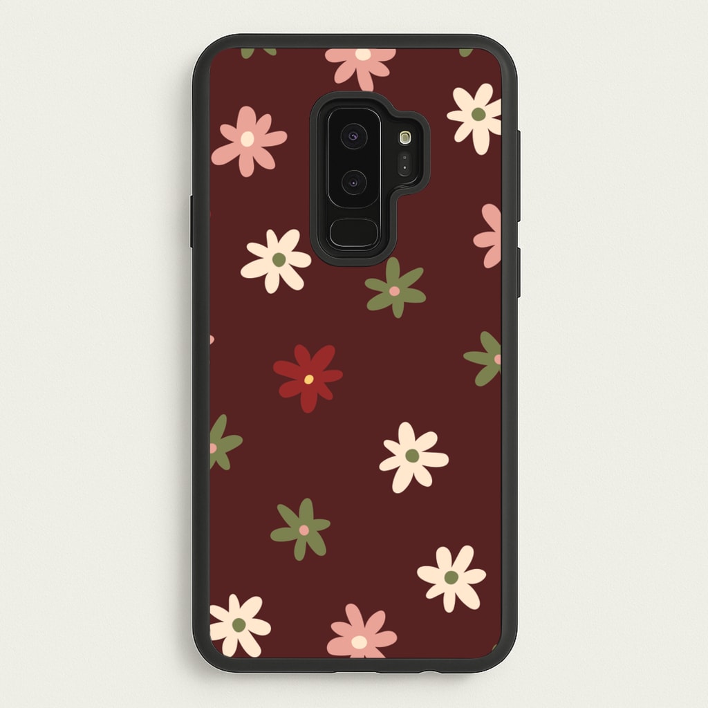 Dark Whimsical Flower Pattern - Floral Phone Case for Galaxy S9 Plus