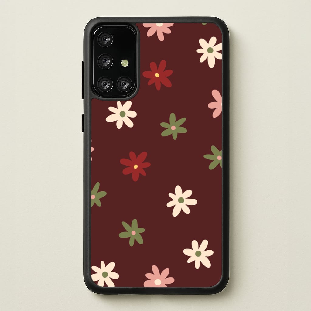 Dark Whimsical Flower Pattern - Floral Phone Case for Galaxy A71