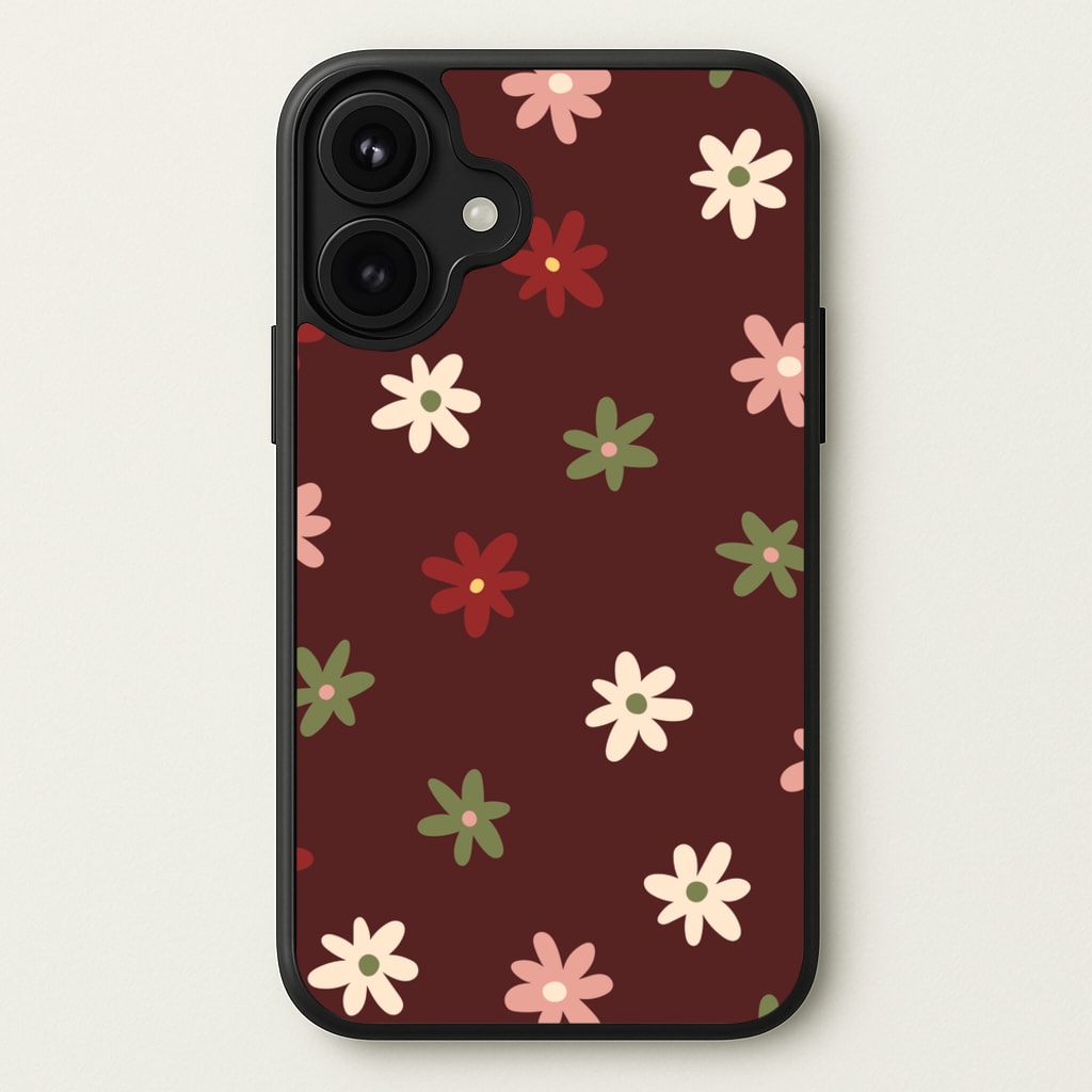 Dark Whimsical Flower Pattern Phone Case for iPhone 17