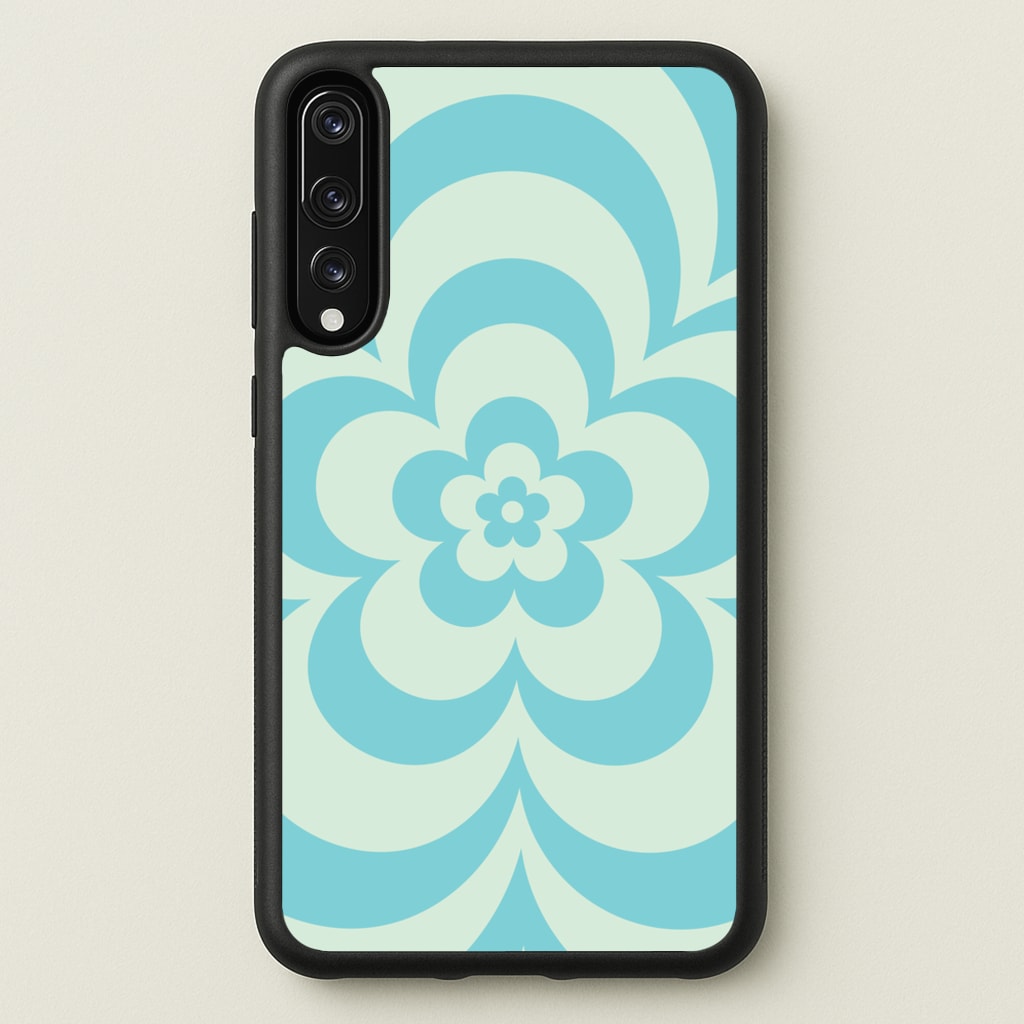 Teal Abstract Flower Pattern - Floral Phone Case for Huawei P20 Pro