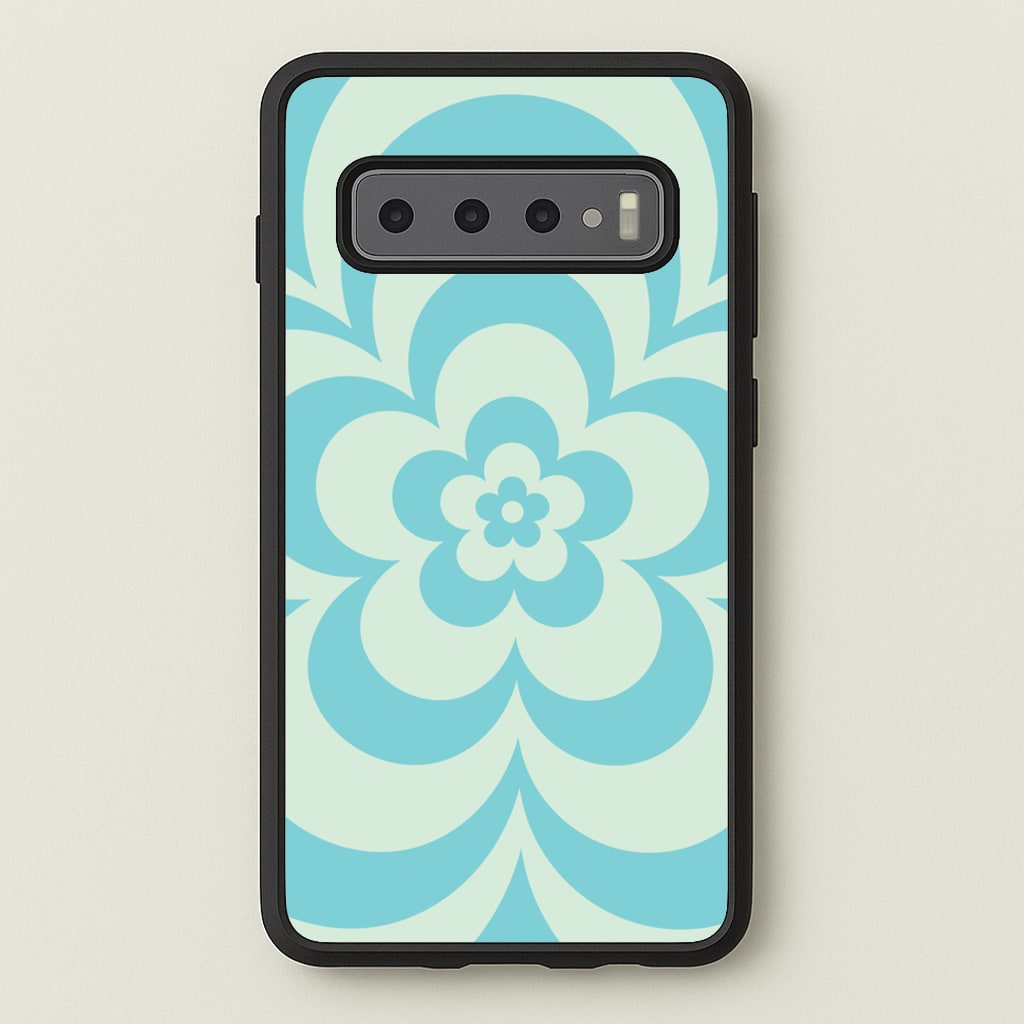 Teal Abstract Flower Pattern - Floral Phone Case for Galaxy S10