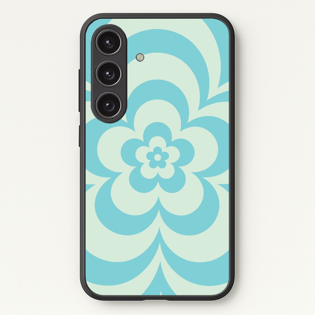 Teal Abstract Flower Pattern - Floral Phone Case for Galaxy S24FE