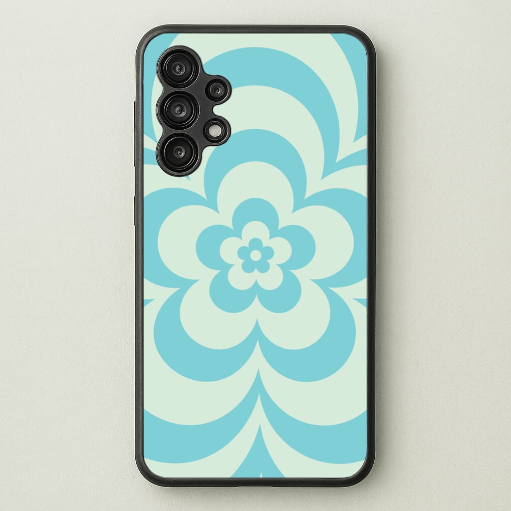 Teal Abstract Flower Pattern - Floral Phone Case for Galaxy A13