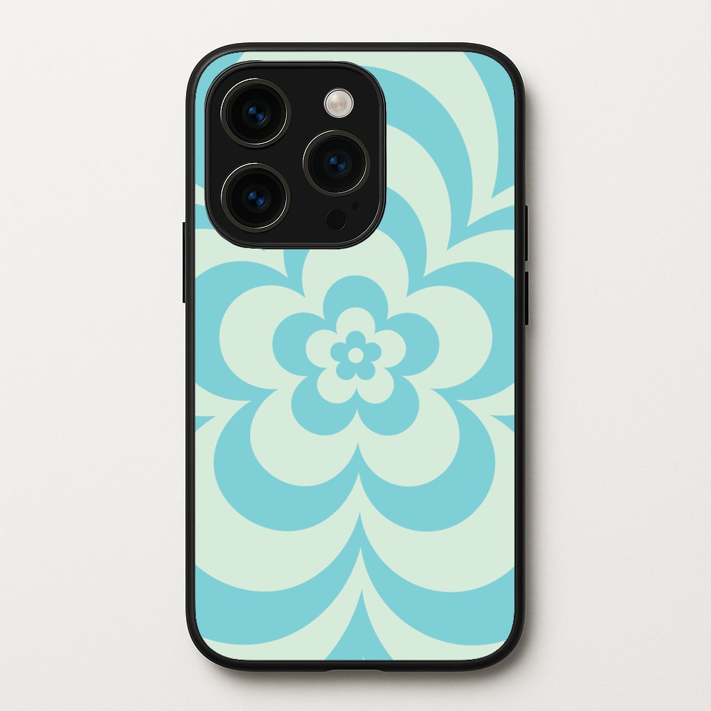 Teal Abstract Flower Pattern - Floral Phone Case for iPhone 15 Pro Max