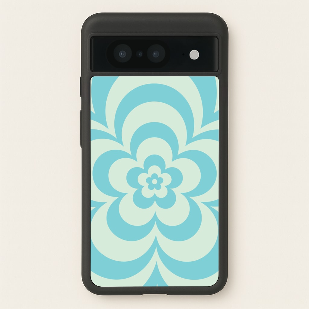 Teal Abstract Flower Pattern - Floral Phone Case for Google Pixel 8