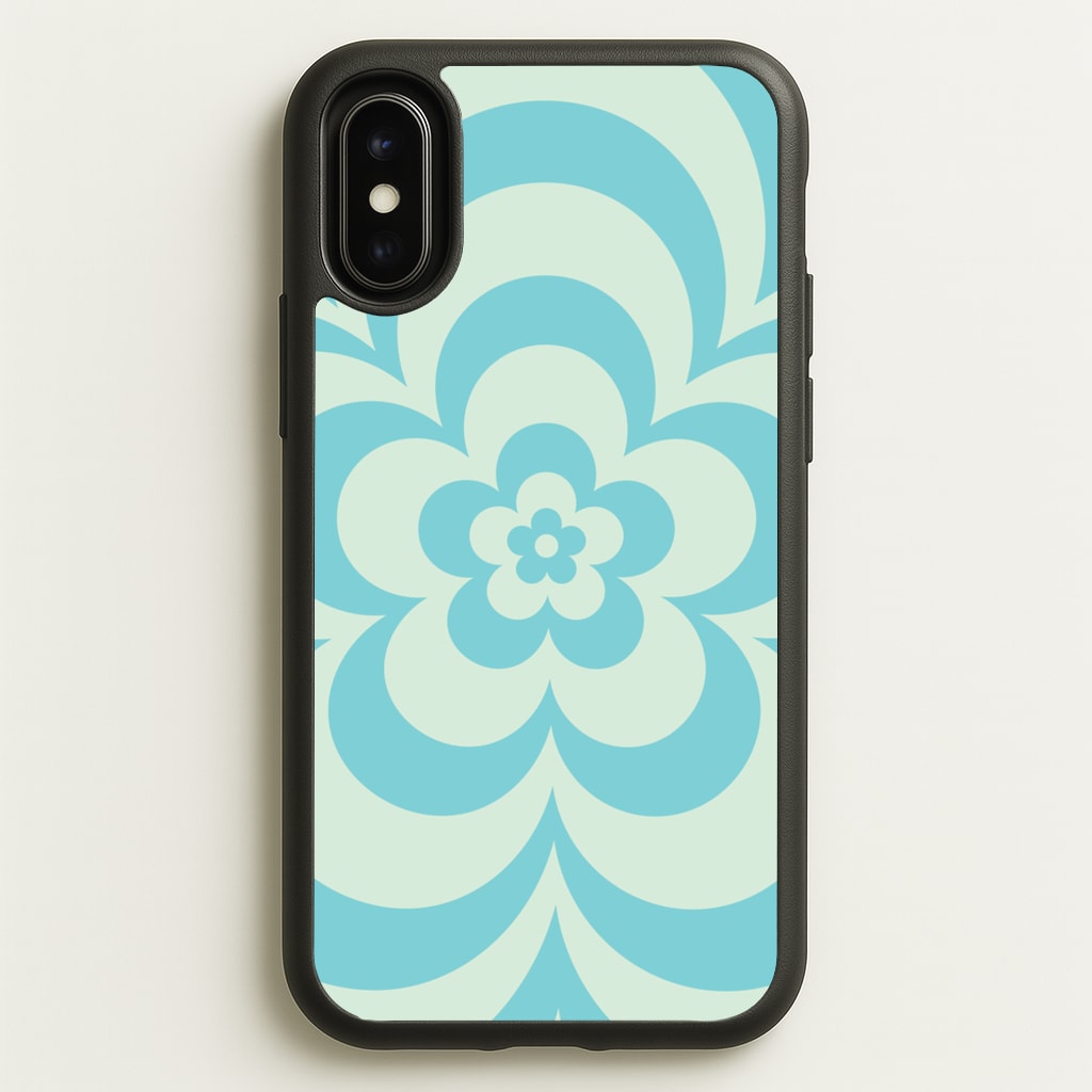 Teal Abstract Flower Pattern - Floral Phone Case for iPhone X / XS