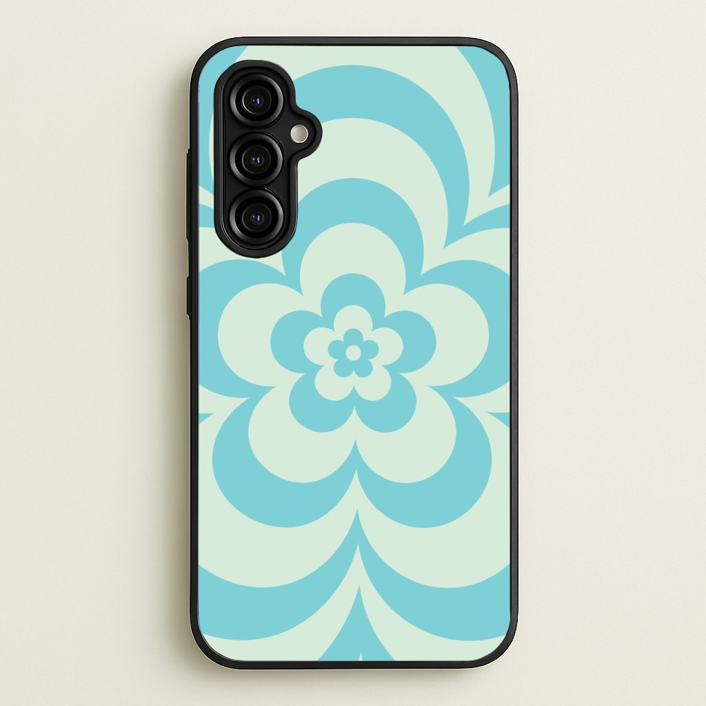 Teal Abstract Flower Pattern - Floral Phone Case for Galaxy A54