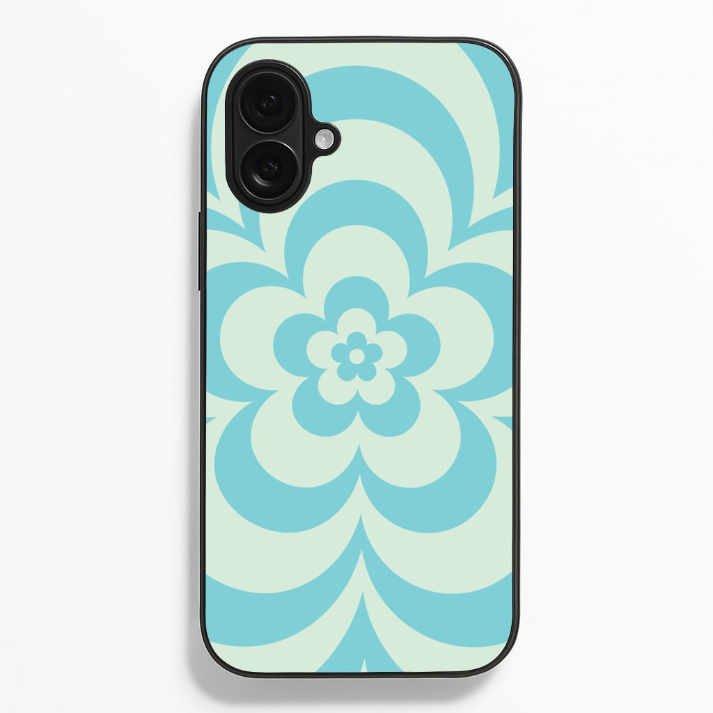 Teal Abstract Flower Pattern - Floral Phone Case for iPhone 16 Plus