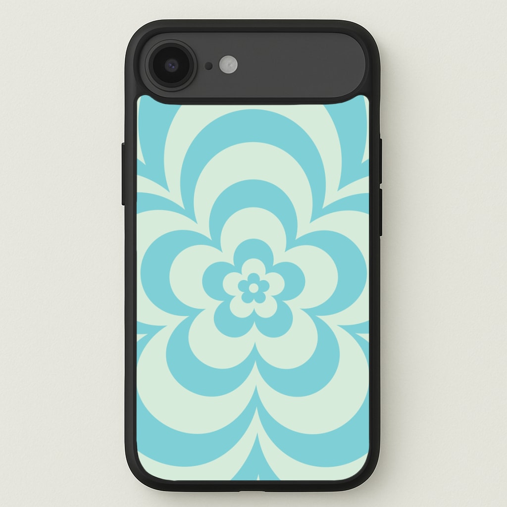 Teal Abstract Flower Pattern Phone Case for iPhone 17 Air