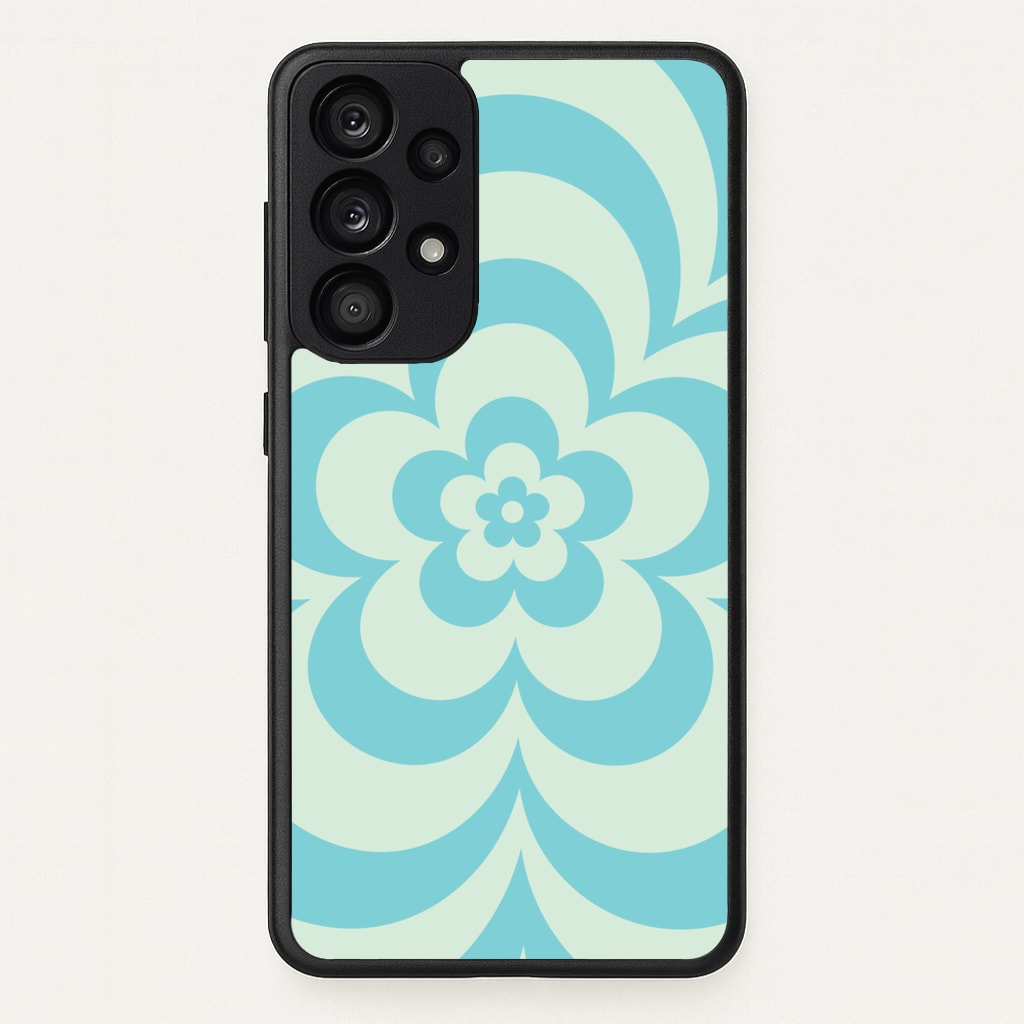 Teal Abstract Flower Pattern - Floral Phone Case for Galaxy A53