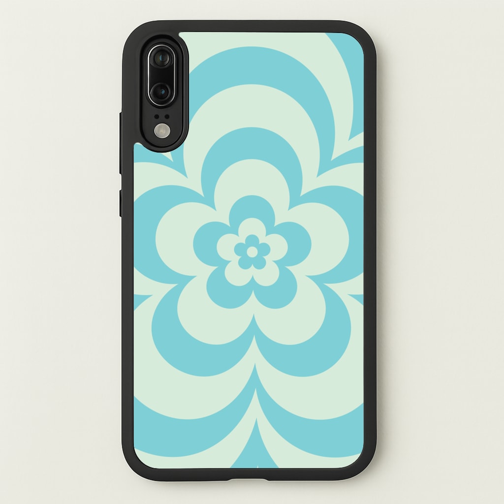 Teal Abstract Flower Pattern - Floral Phone Case for Huawei P20
