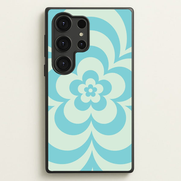Teal Abstract Flower Pattern - Floral Phone Case for Galaxy S25 Ultra
