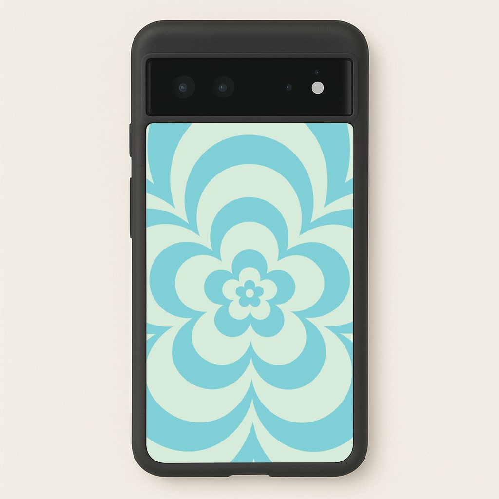Teal Abstract Flower Pattern - Floral Phone Case for Google Pixel 6