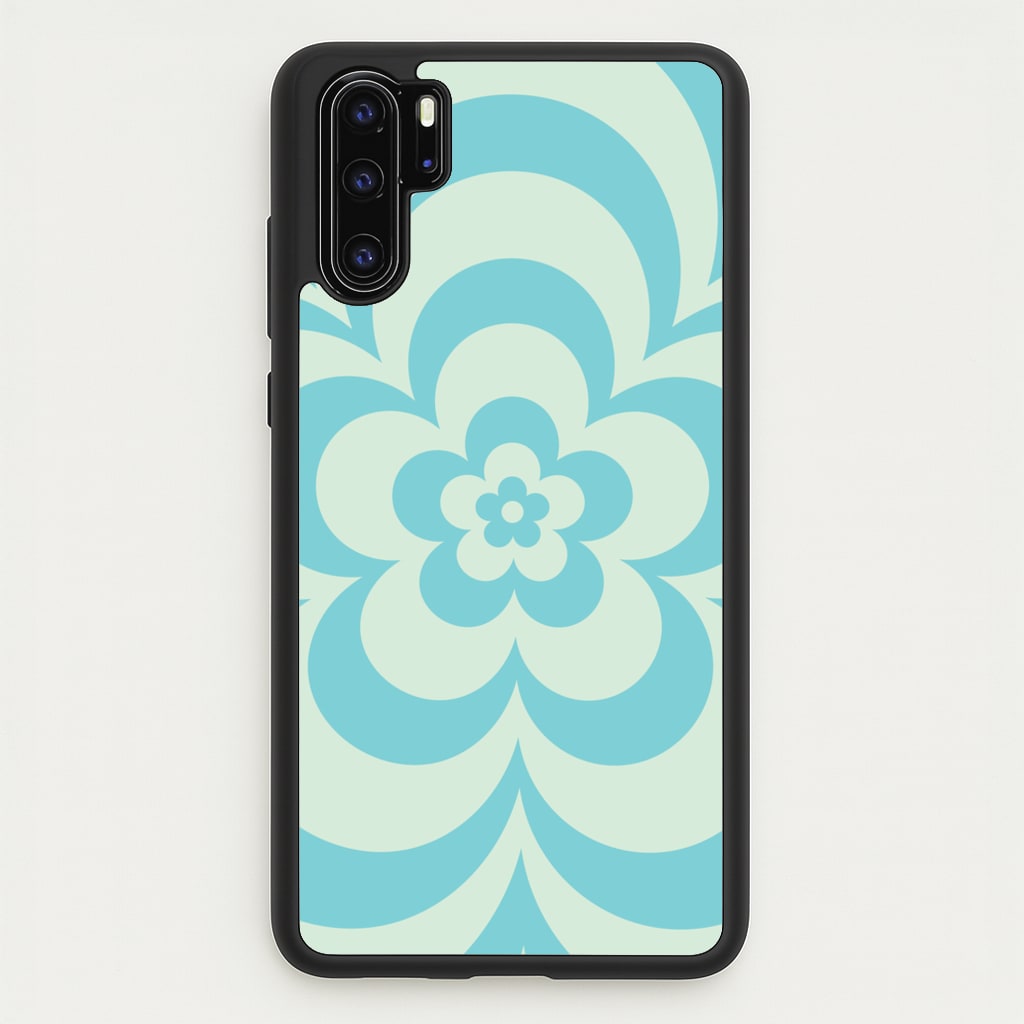 Teal Abstract Flower Pattern - Floral Phone Case for Huawei P30 Pro
