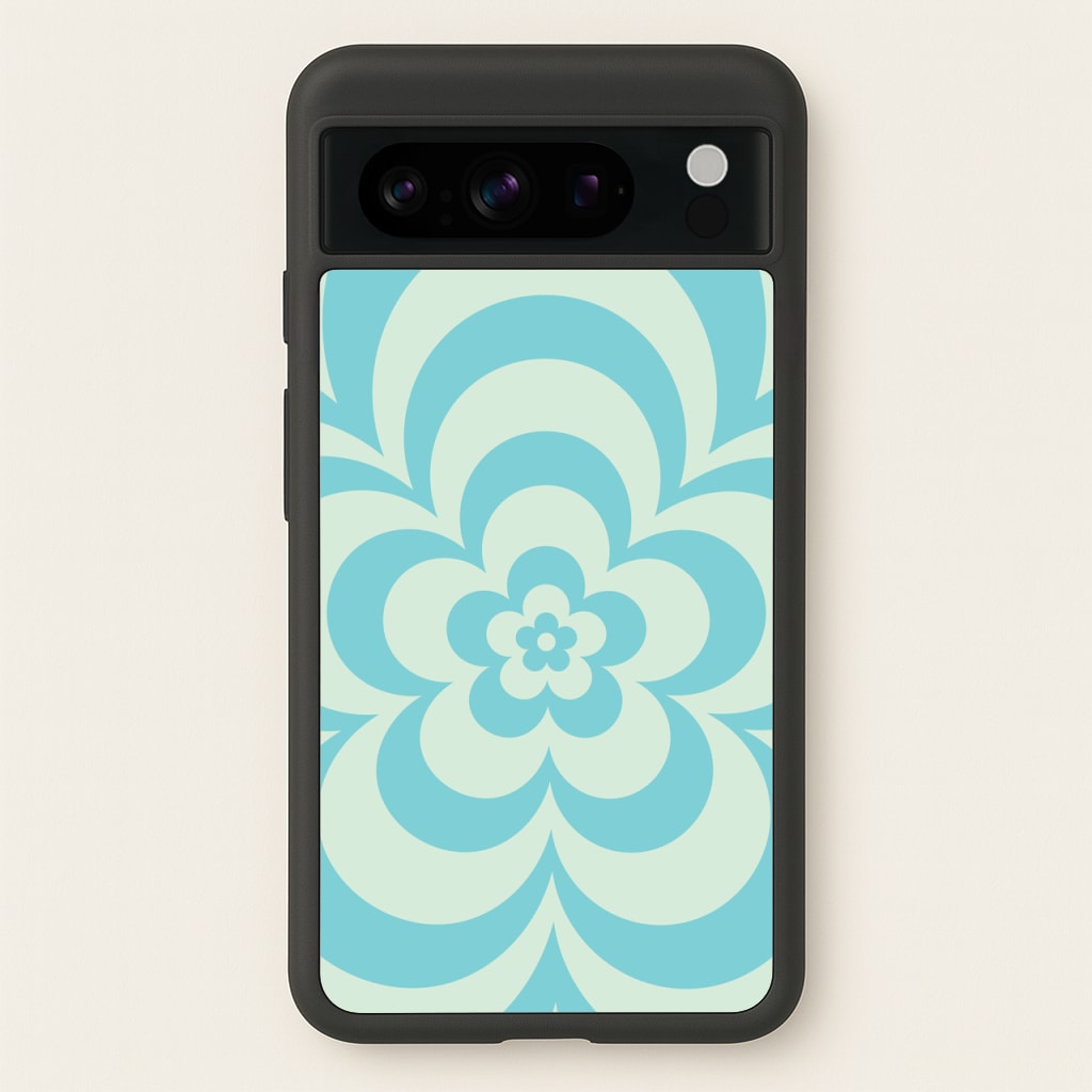 Teal Abstract Flower Pattern - Floral Phone Case for Google Pixel 8 Pro