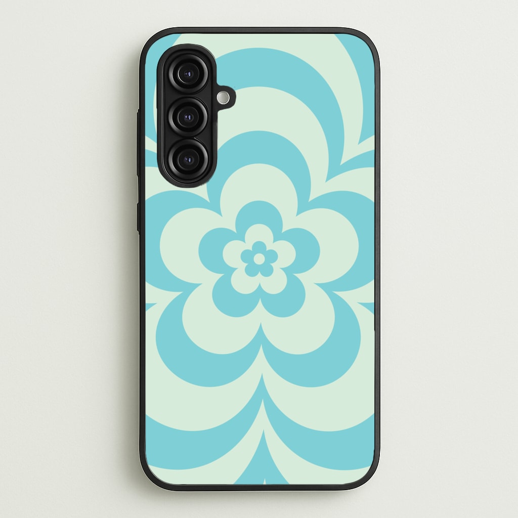 Teal Abstract Flower Pattern - Floral Phone Case for Galaxy A16