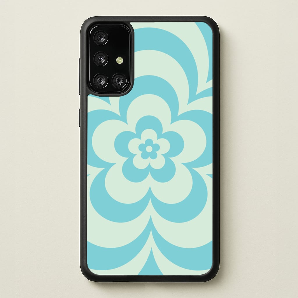 Teal Abstract Flower Pattern - Floral Phone Case for Galaxy A71