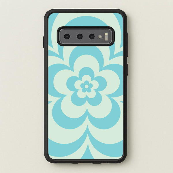 Teal Abstract Flower Pattern - Floral Phone Case for Galaxy S10 Plus