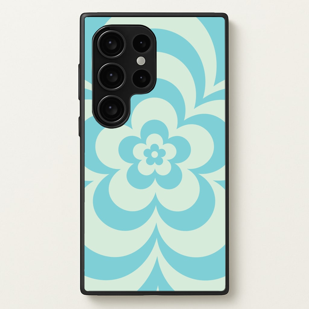 Teal Abstract Flower Pattern - Floral Phone Case for Galaxy S24 Ultra