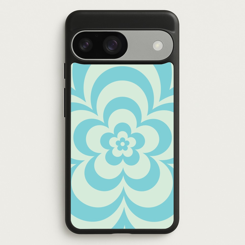 Teal Abstract Flower Pattern - Floral Phone Case for Google Pixel 9 / 9 Pro