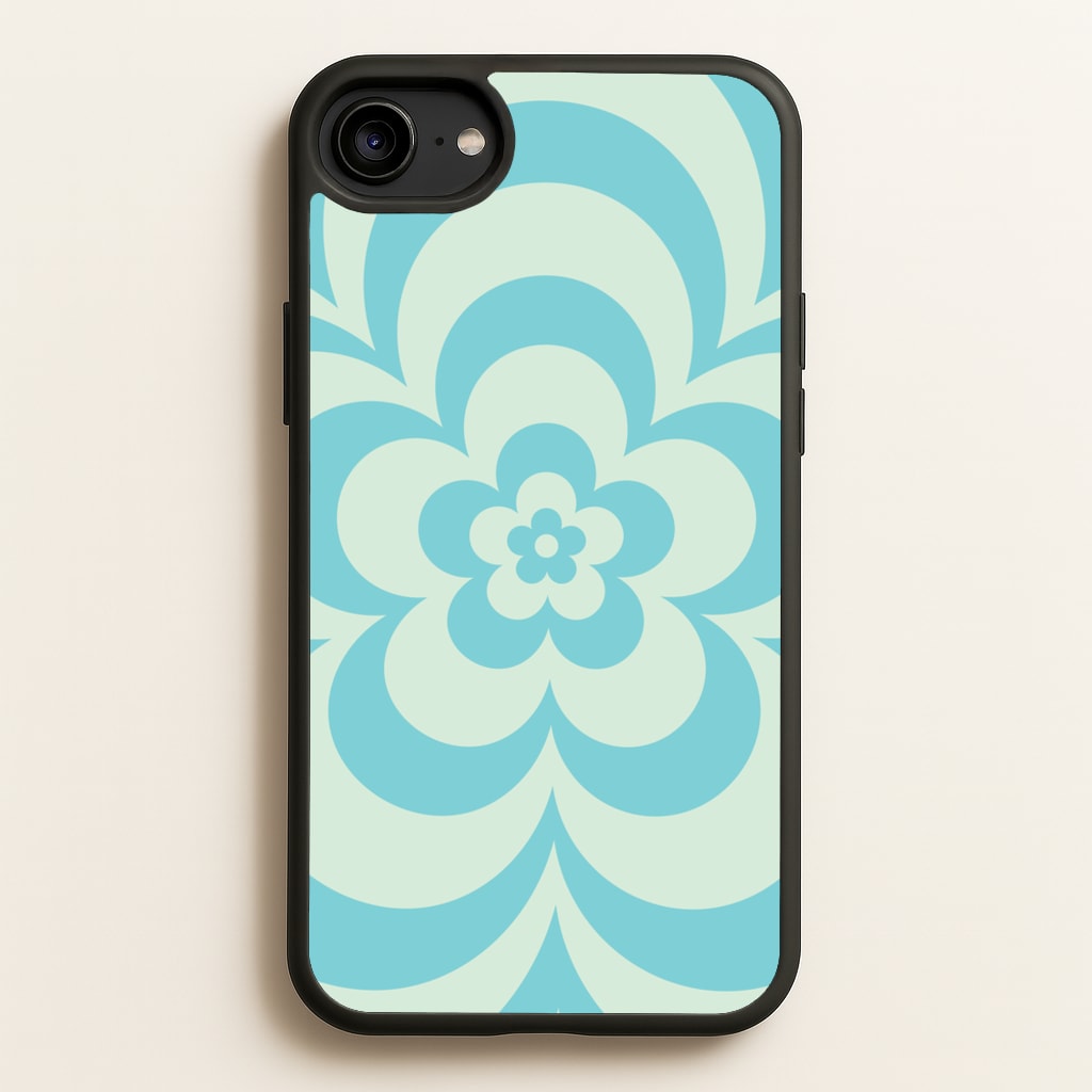 Teal Abstract Flower Pattern - Floral Phone Case for iPhone 6 / 7 / 8 / SE