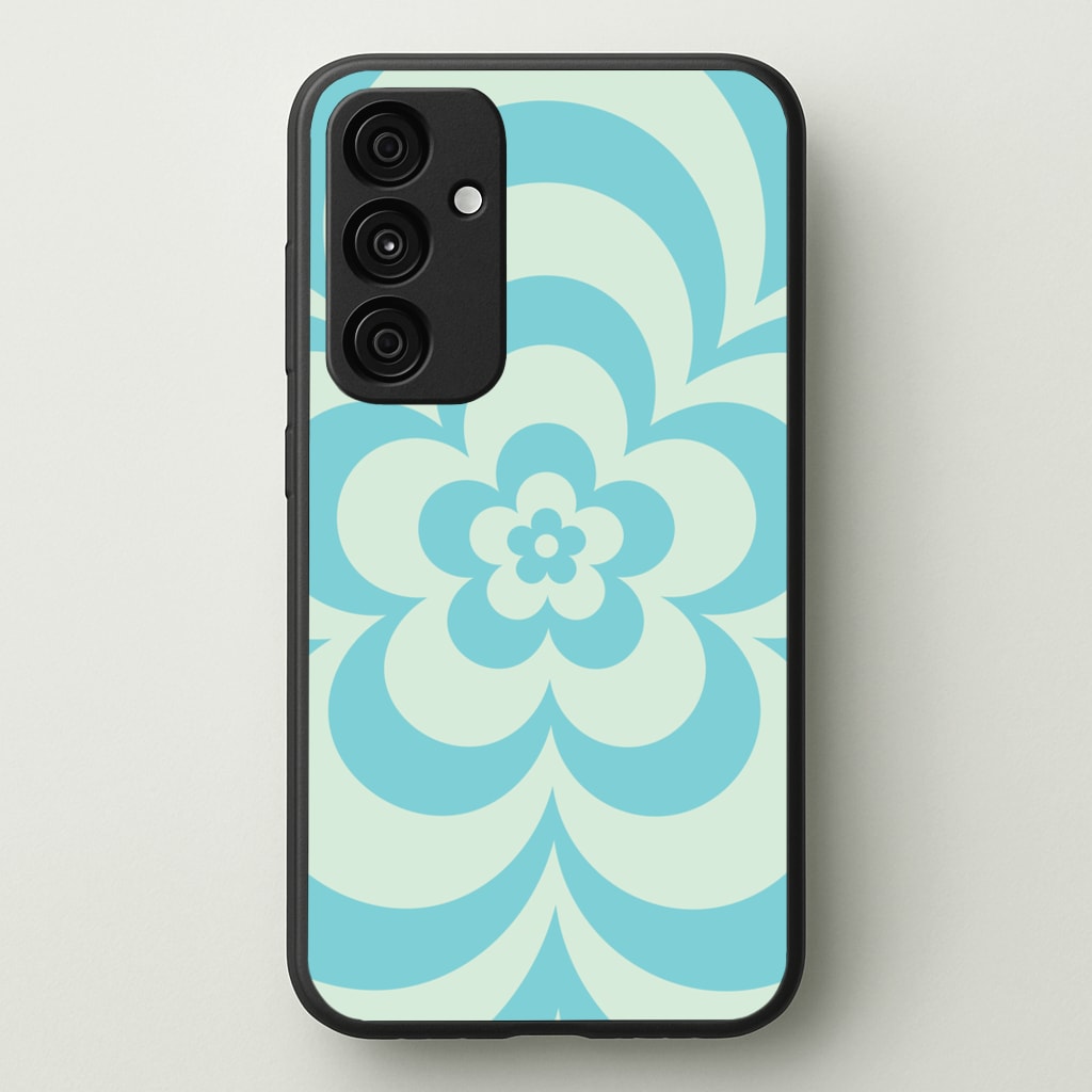 Teal Abstract Flower Pattern - Floral Phone Case for Galaxy A35